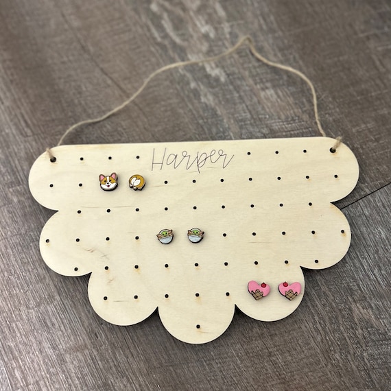 Personalized Wooden Earring Holder