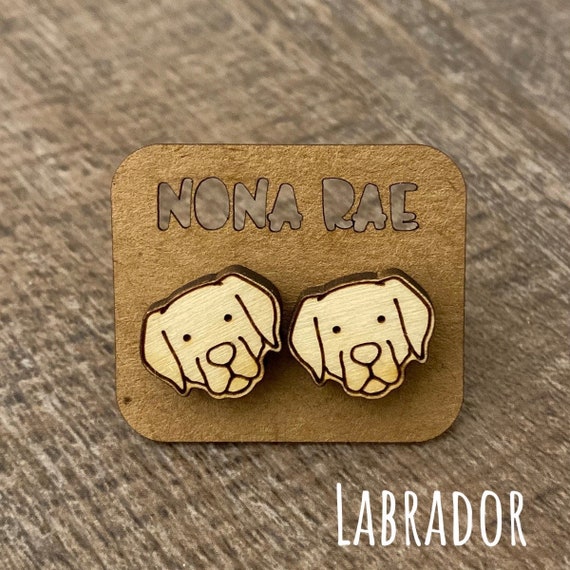 Labrador Earrings - Dog Earrings - Puppy Earrings - Pet Earrings - Wooden Earrings