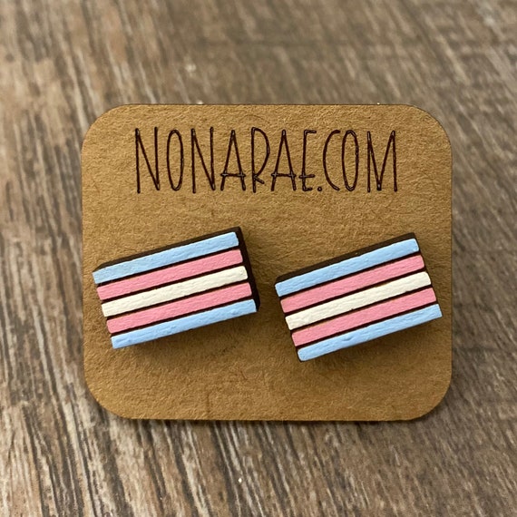 Transgender Earrings - Trans Earrings - LGBT Earrings - Pride Flag Earrings - Wooden Earrings