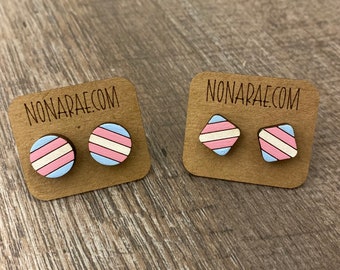 Transgender Earrings - LGBT Earrings - Pride Flag Earrings - Wooden Earrings - Trans Earrings