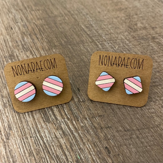 Transgender Earrings - LGBT Earrings - Pride Flag Earrings - Wooden Earrings - Trans Earrings