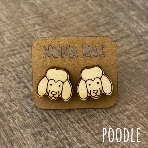 Poodle Earrings - Dog Earrings - Puppy Earrings - Pet Earrings - Wooden Earrings
