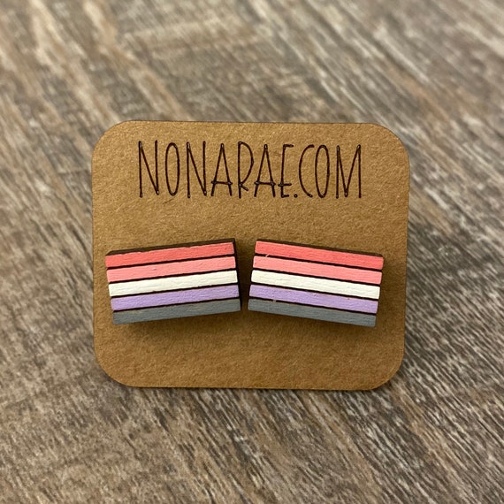 Cupioromantic Earrings - LGBT Earrings - Pride Flag Earrings - Wooden Earrings