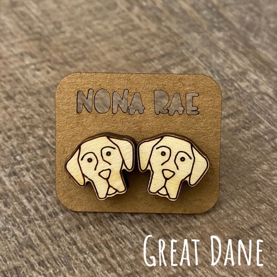 Great Dane Earrings - Dog Earrings - Puppy Earrings - Pet Earrings - Wooden Earrings