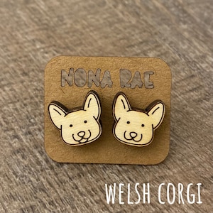 Welsh Corgi Earrings - Dog Earrings - Puppy Earrings - Pet Earrings - Wooden Earrings