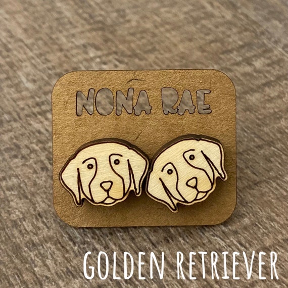 Golden retriever Earrings - Dog Earrings - Puppy Earrings - Pet Earrings - Wooden Earrings