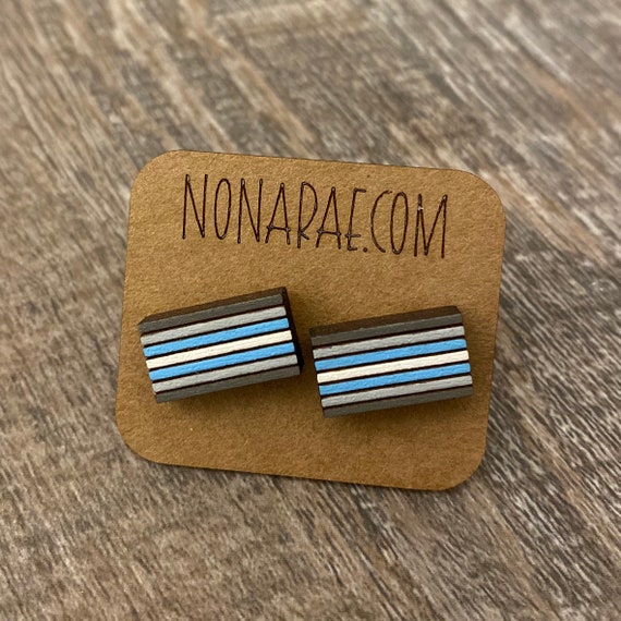 Demiboy Earrings - LGBT Earrings - Pride Flag Earrings - Wooden Earrings