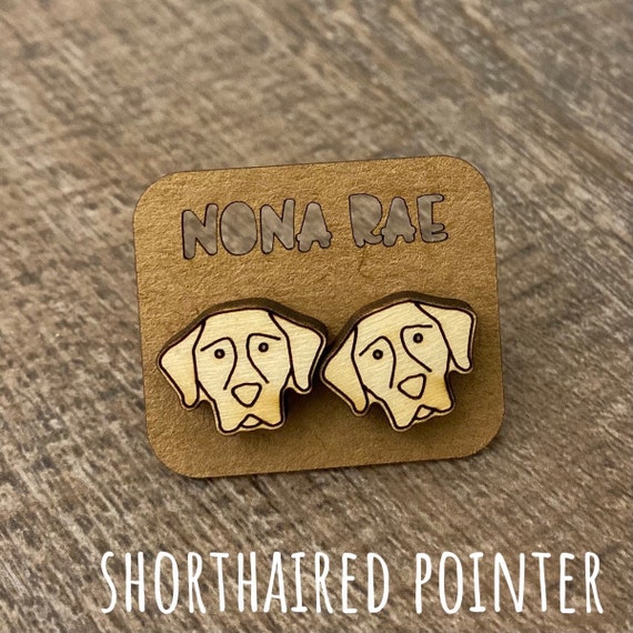 Short haired pointer Earrings - Dog Earrings - Puppy Earrings - Pet Earrings - Wooden Earrings