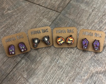 Spooky Bookshelf Earrings – Bookish Halloween Earrings