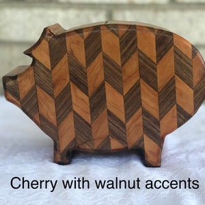 Cherry with Walnut Wooden Piggy Bank, Coin Bank, Money Saver, Wood Piggy Bank