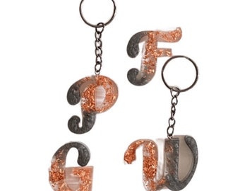 Black and Rose Gold Initial Keychain