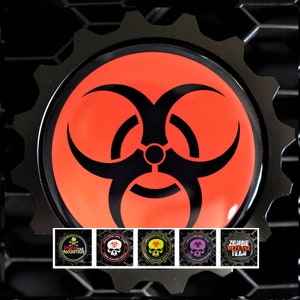 3.75&quot; Premium Compatible FJ Cruiser Aluminum Grille Badge Zombie Alert Style YOTA Multiple Color Option