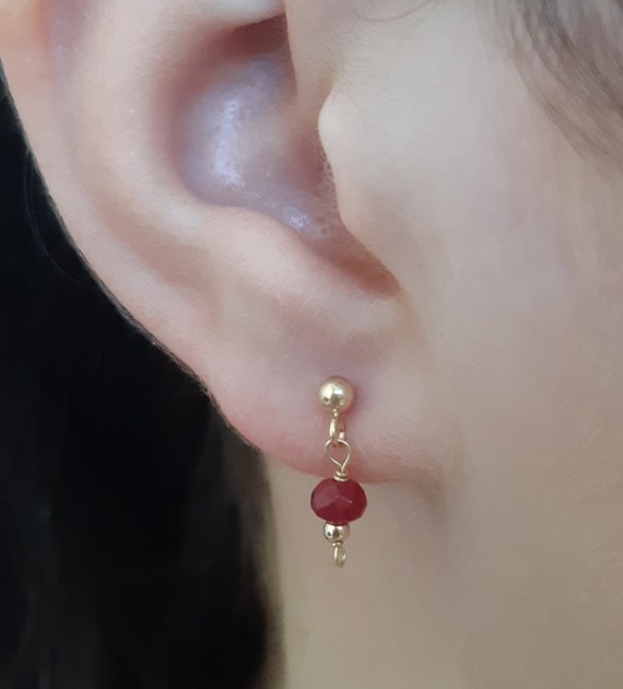 FB Jewels Solid Sterling Silver 3mm Round Created Ruby Post Earrings