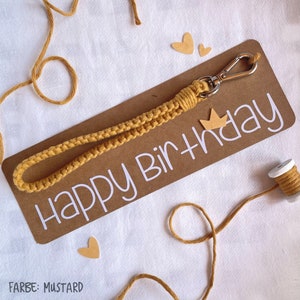 Schlüsselanhänger Schlaufe personalisiert auf Geschenkkarte Taschenanhänger Karabiner Makramee handgeknüpft Boho