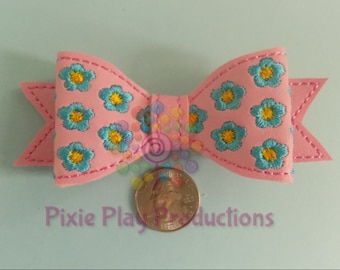 Floral Embroidered Hair Bow