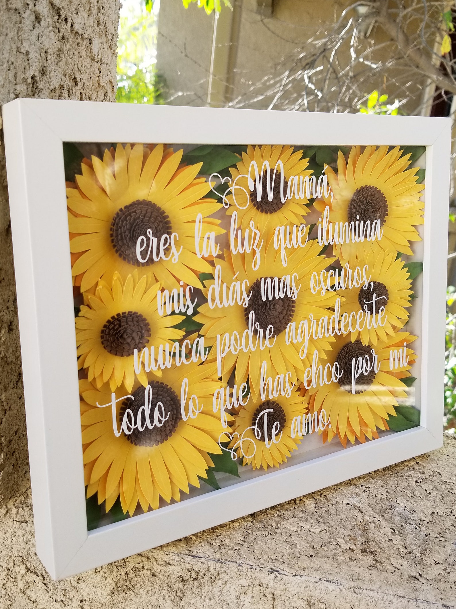 Sunflower shadow box Sunflower paper art forever flowers Etsy