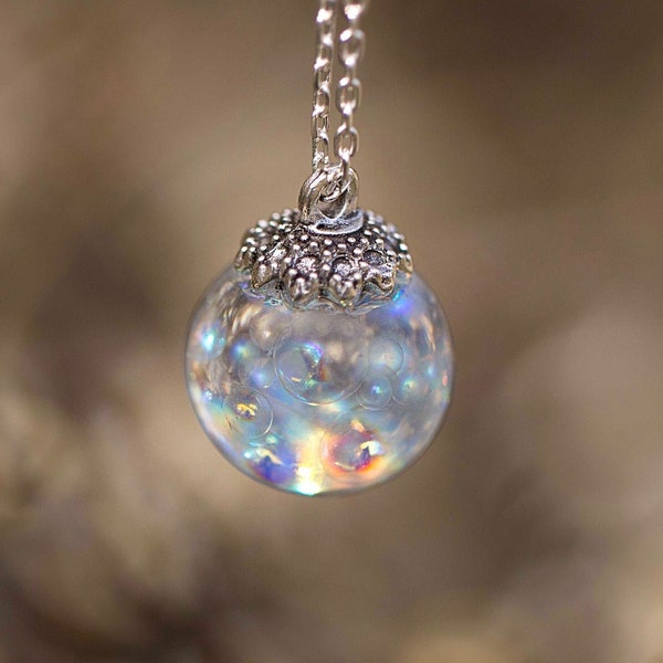 Fairy Resin Bubbles Necklace - Fairytale - Resin Sphere - Pendant - Iridescent - Rainbow - Birthday Gift - Handmade Gift - Fairytale - Magic