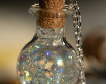 Beautiful Resin Bubble Wishing Potion Bottle - Iridescent - Sphere - Magic Fairytale - Necklace - Pendant  - Birthday - Gift - Christmas