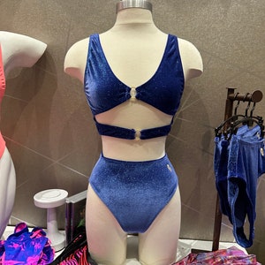 Pole Dance Top Blue Velvet