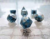 Whims of the Sea Polyhedral Dice Set - Transparent Smokey Blue Swirl