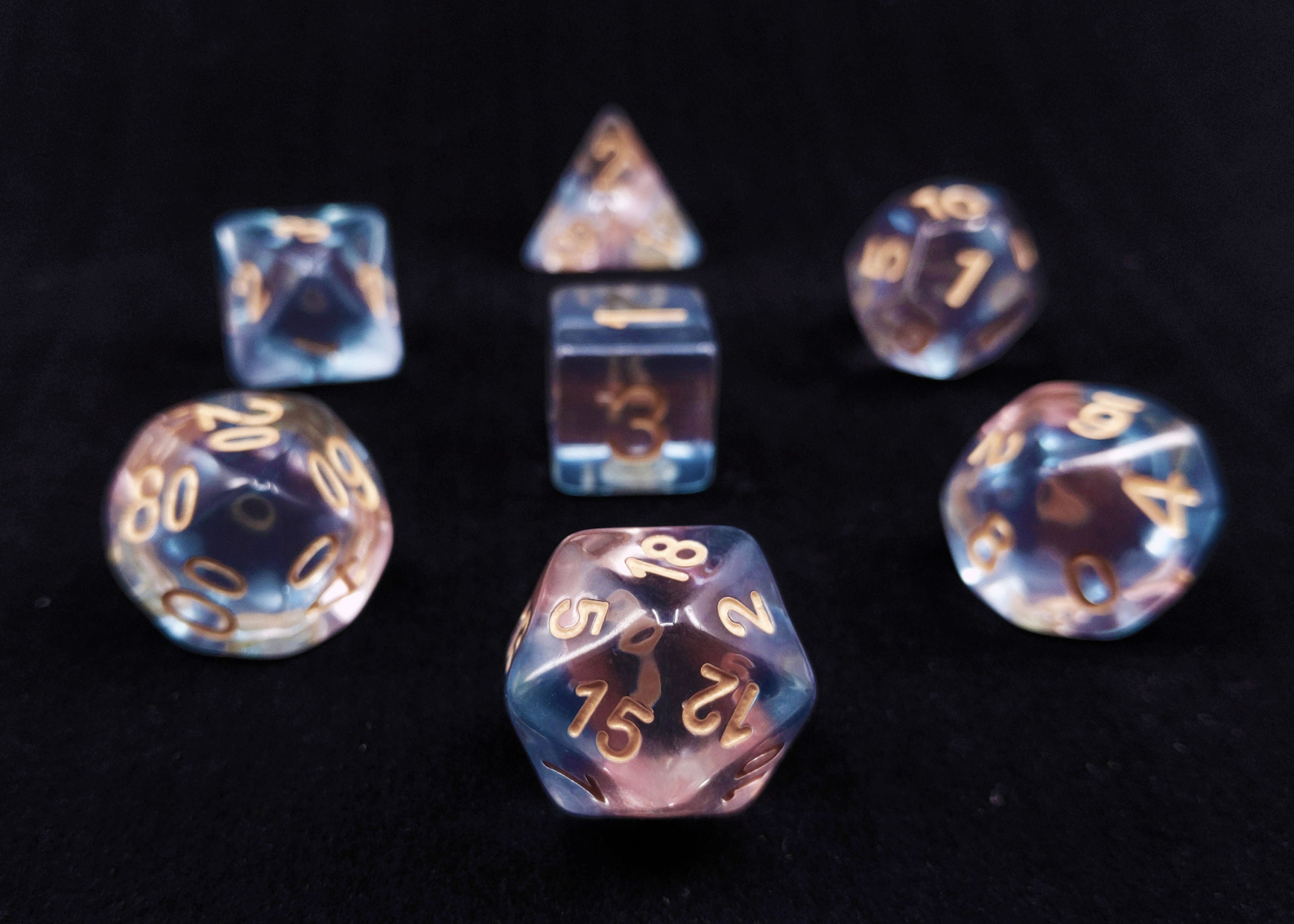 Transgender Pride Flag Polyhedral Dice Set - Trans Dice