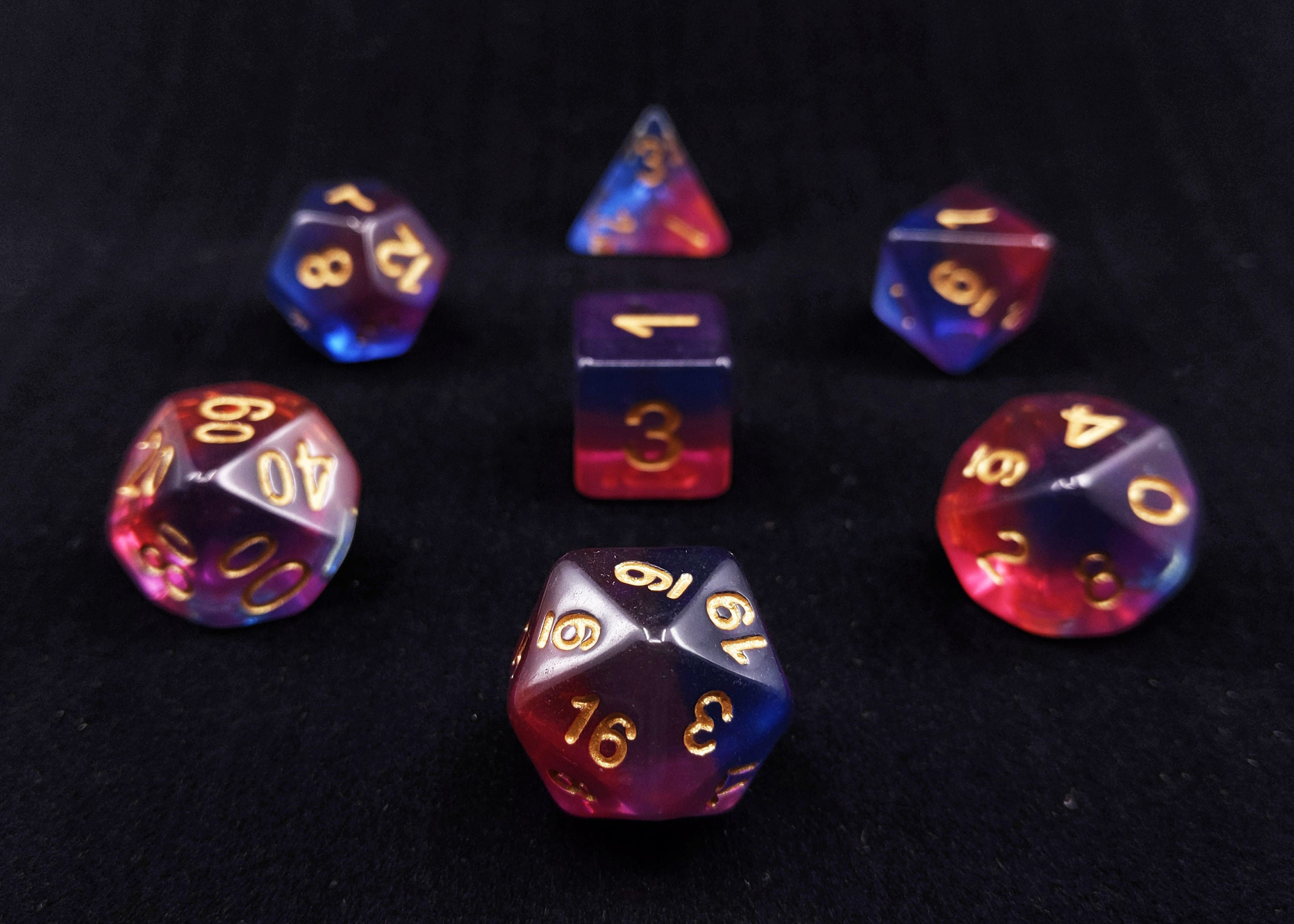 Bisexual Pride Flag Polyhedral Dice Set - Bi Dice