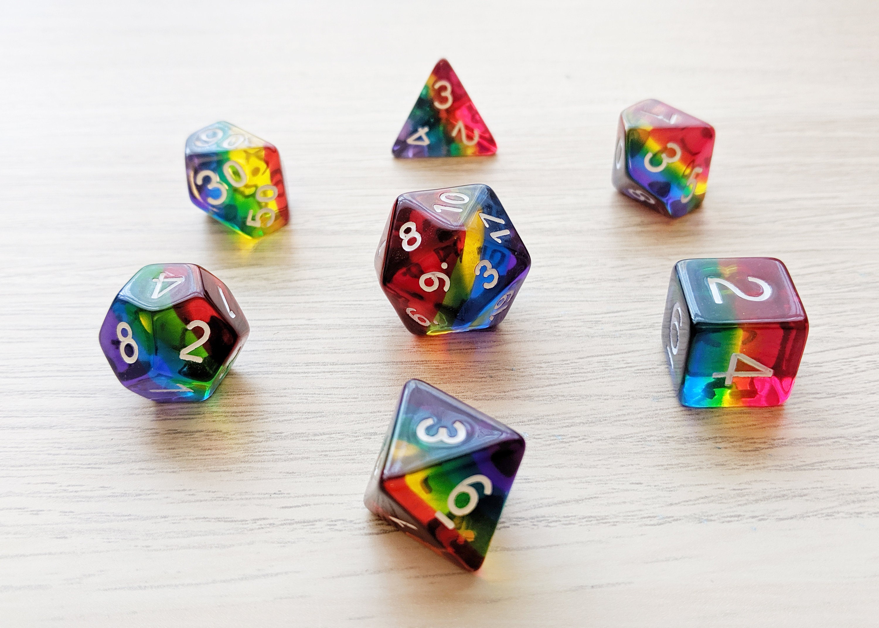 With Great Pride Polyhedral Dice Set - Rainbow Dice
