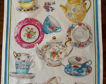 China Tea Cup Kitchen Towel. 100% Cotton Kitchen Decor