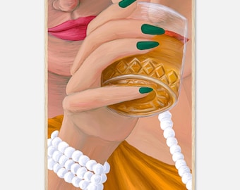 Whiskey And Pearls: Framed Poster | Sapphic Wall Art, Lesbian Poster, WLW Queer Art Print