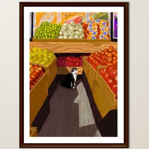 Bodegakat | Afdrukbaar schilderij, Digitale download, Illustratiekunst