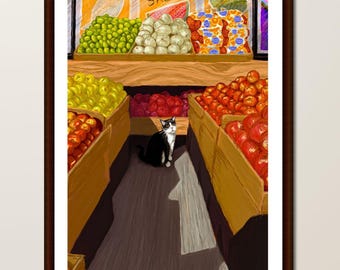 Bodega Cat | Printable Painting, Digital Download, Illustration Art