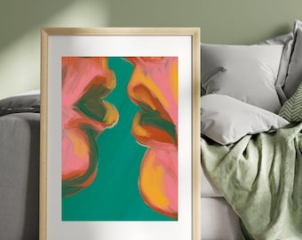 The Kiss: klassieke poster van mat papier, kunst aan de muur saffier, lesbische WLW-poster