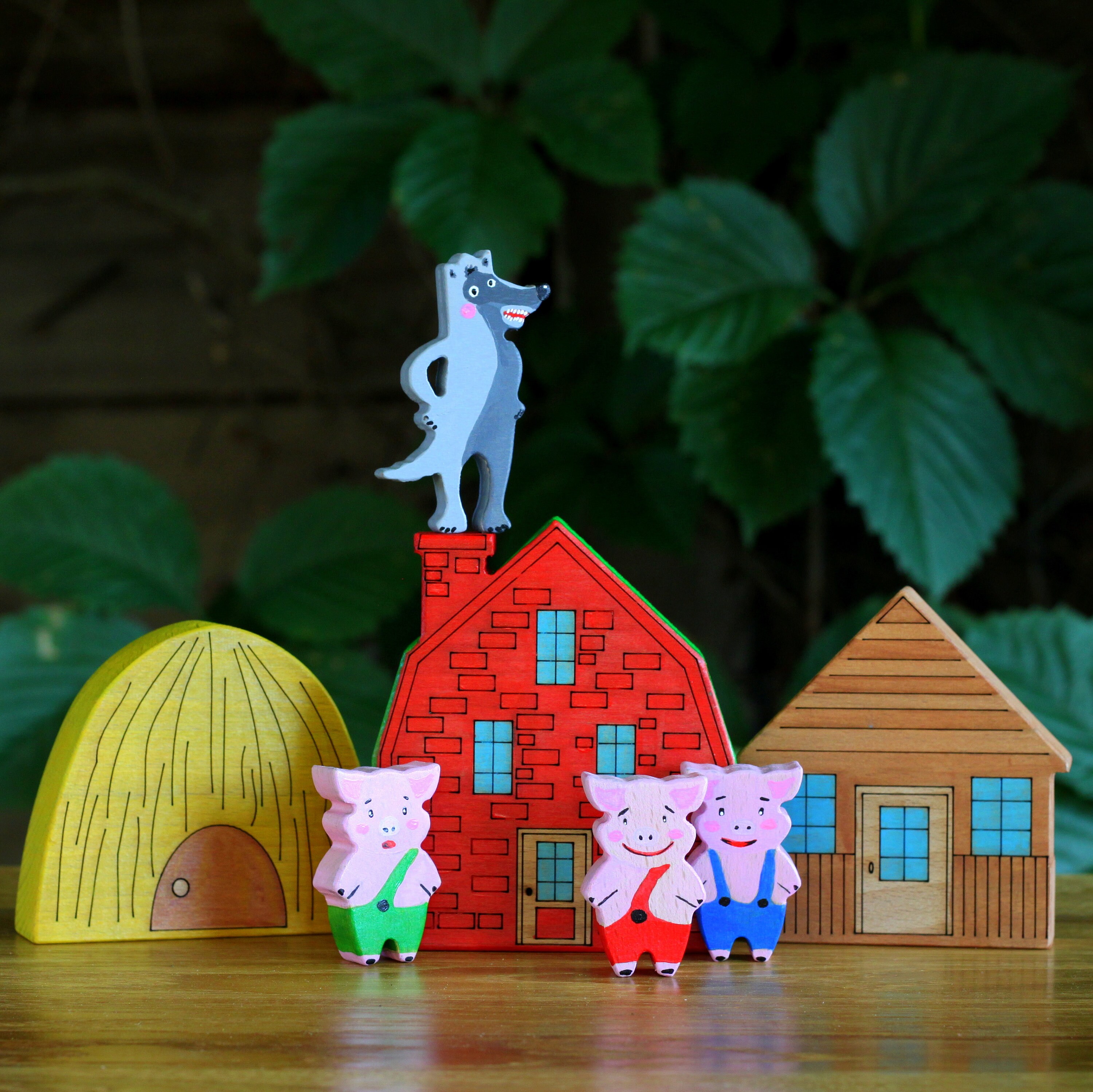 Three Little Pigs Waldorf Toys Animal Toys Developing Wooden Etsy