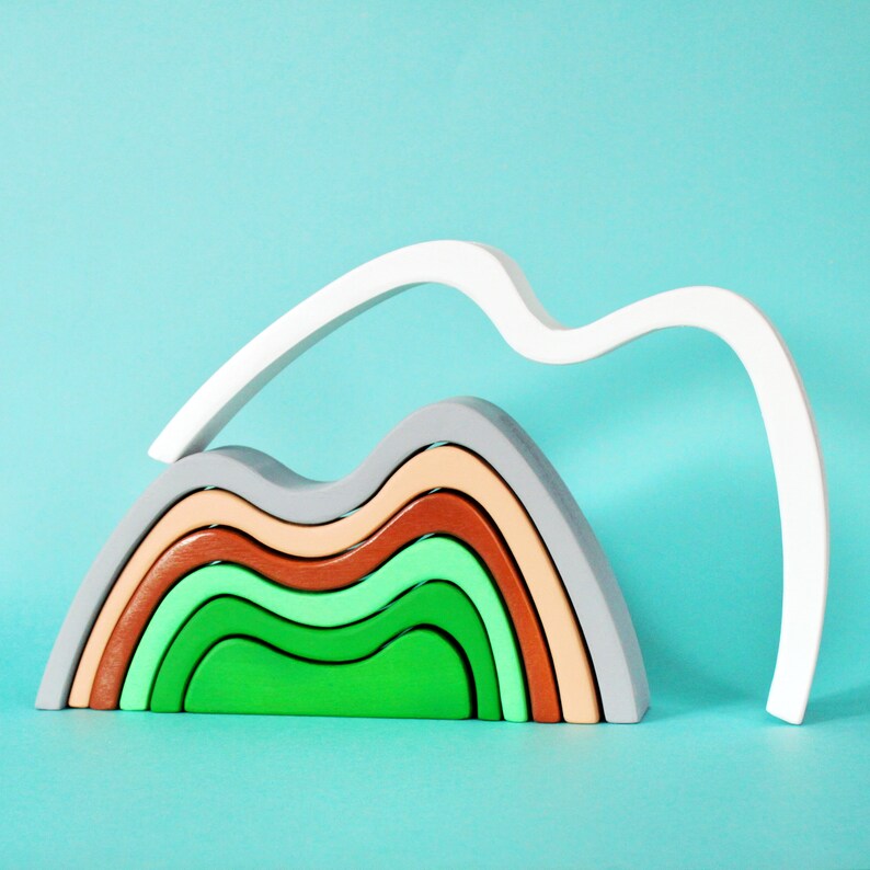 Mountain toy Wooden Toy Mountain Block Wood Stacking Nursery Etsy