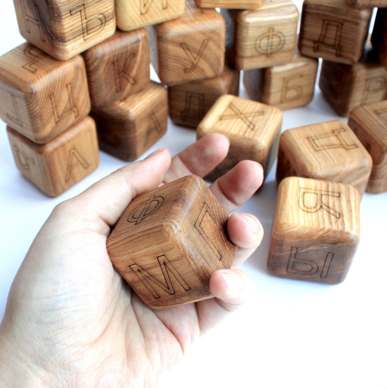 Russian Alphabet Wooden Blocks Toy Blocks with Russian Letters Etsy