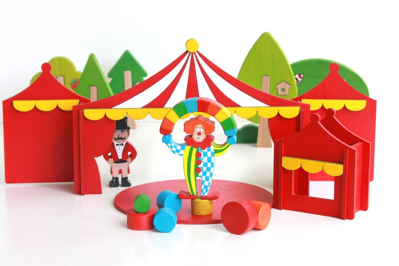 BIG SET Circus 60 pcs Wooden toy Circus Animals Nature table Etsy