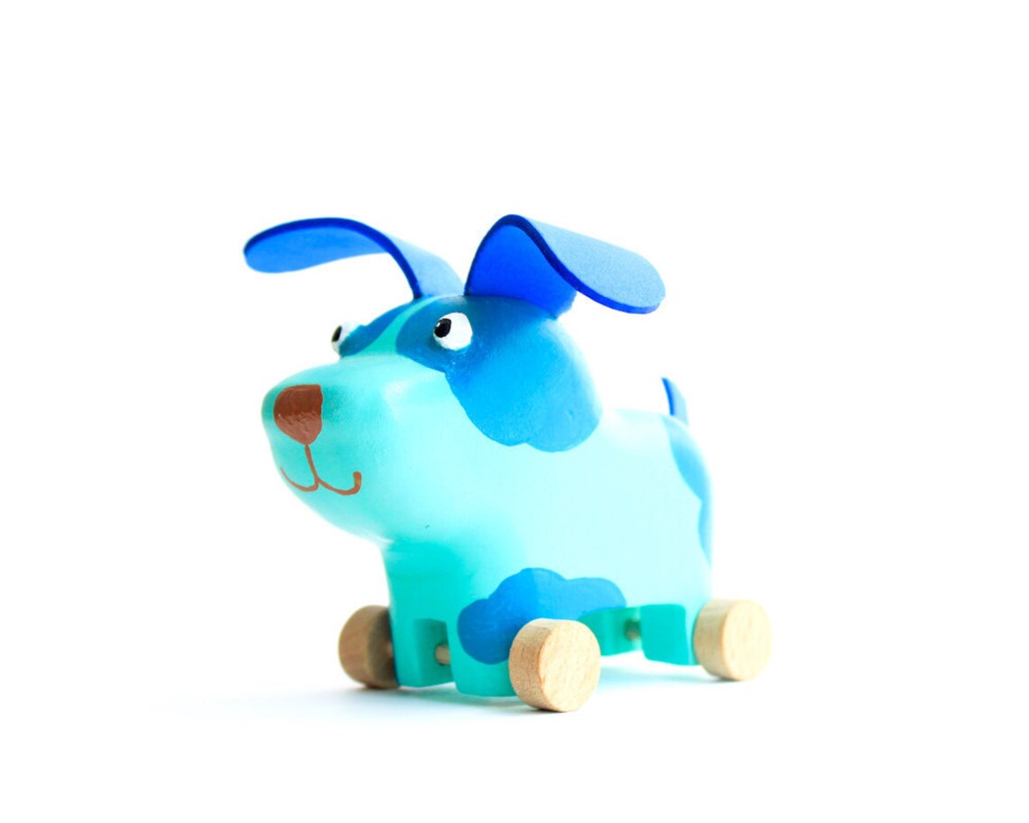 Wooden Dog On Wheels Pull Toy Wooden Animal Toy Eco Friendly Etsy