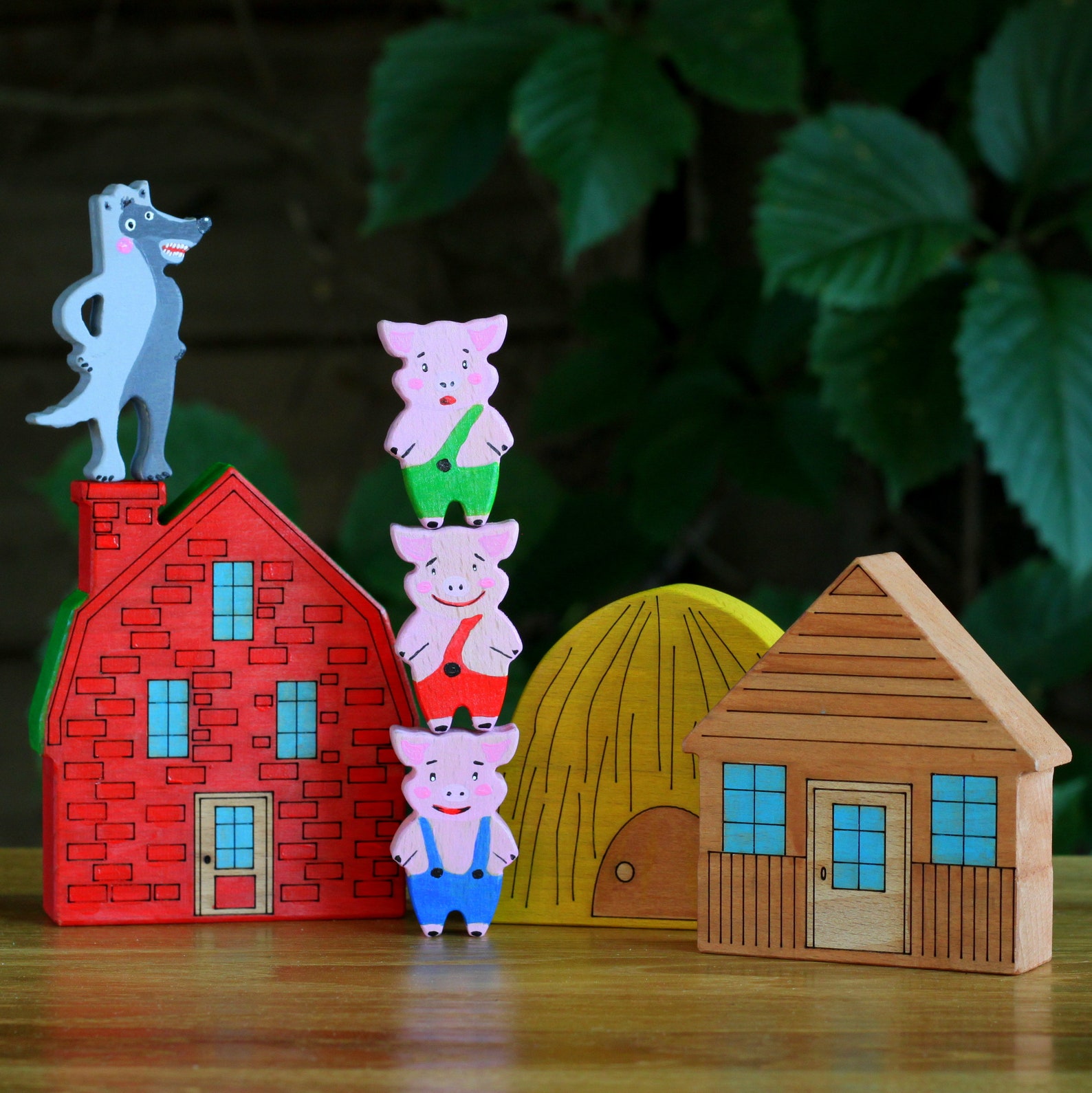 Three Little Pigs Waldorf Toys Animal Toys Developing Wooden Etsy