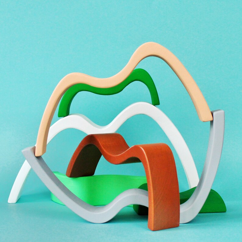 Mountain toy Wooden Toy Mountain Block Wood Stacking Nursery Etsy
