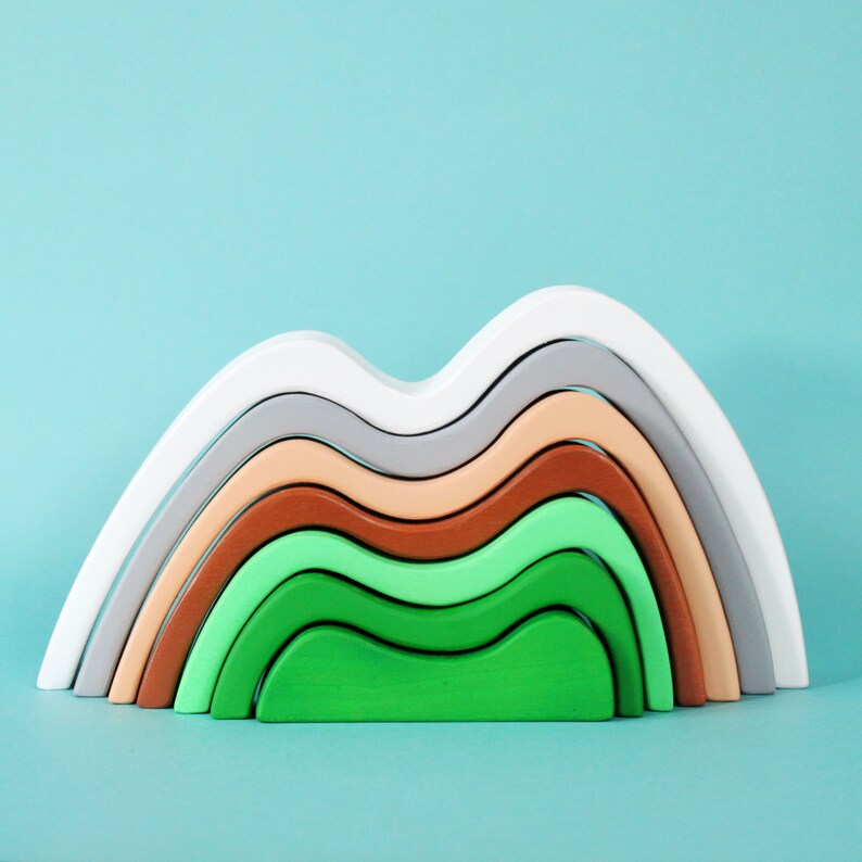 Mountain toy Wooden Toy Mountain Block Wood Stacking Nursery Etsy