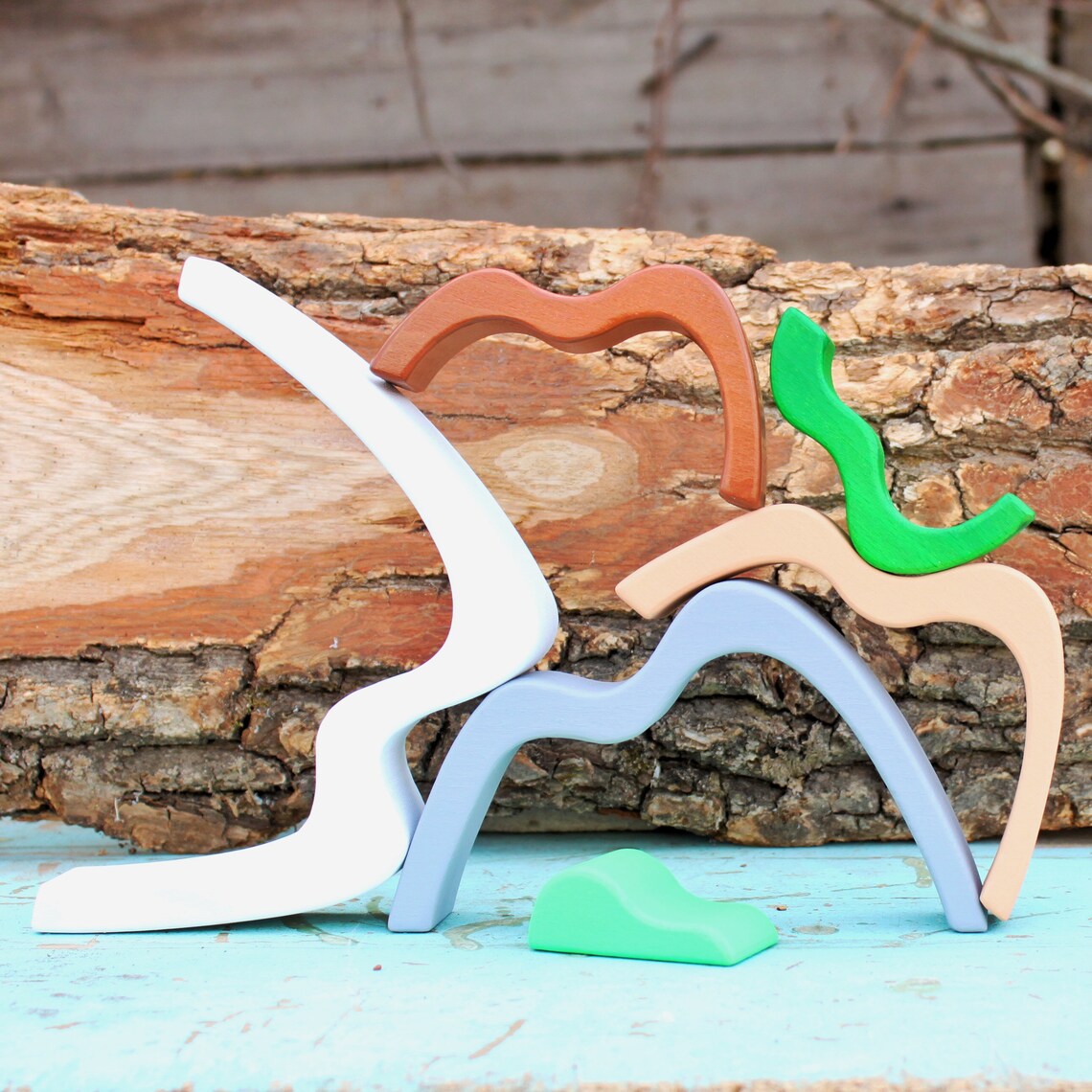 Mountain toy Wooden Toy Mountain Block Wood Stacking Nursery Etsy