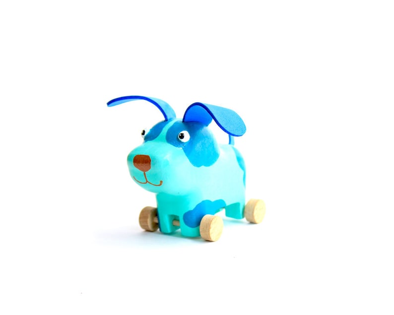 Wooden Dog On Wheels Pull Toy Wooden Animal Toy Eco Friendly Toy First Birthday gift Waldorf toys Toy for kids Children/'s story Baby Cartoon