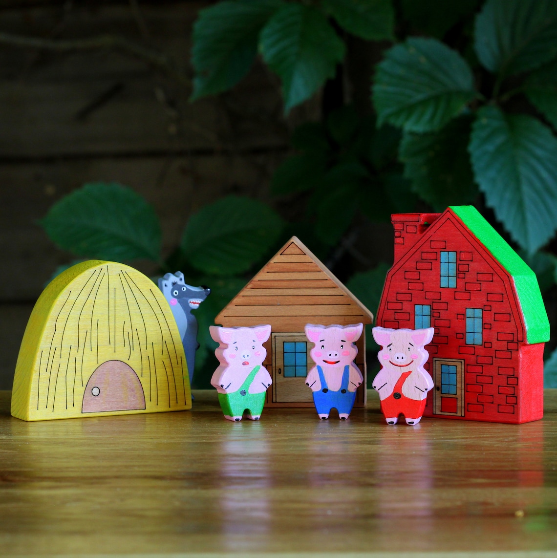 Three Little Pigs Waldorf Toys Animal Toys Developing Wooden Etsy