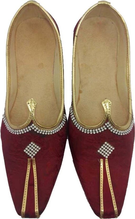 Indian Handmade Blue Velvet Mojri Nagra Jutti Wedding Etsy