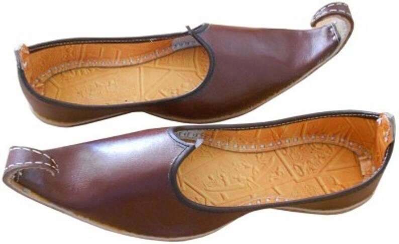 Traditional Indian Khussa Shoes,Leather Mojari Punjabi Khussa Mojari Dark Brown Mojari Indian Men/'s Mojari