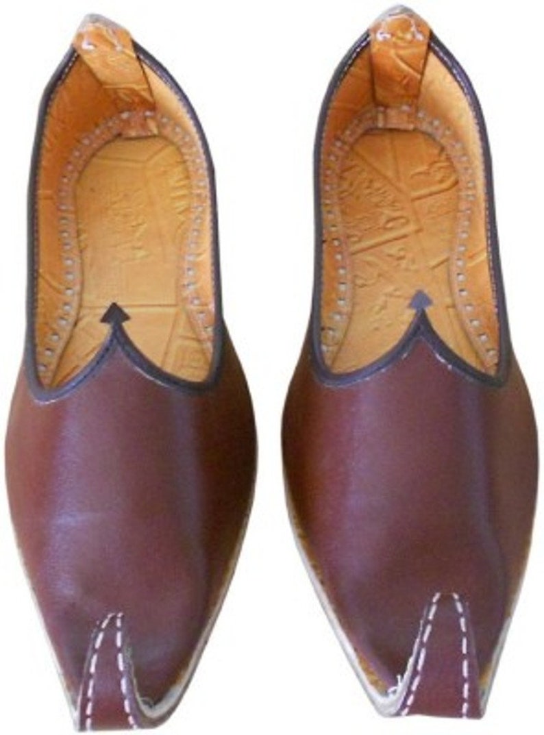 Traditional Indian Khussa Shoes,Leather Mojari Punjabi Khussa Mojari Dark Brown Mojari Indian Men/'s Mojari
