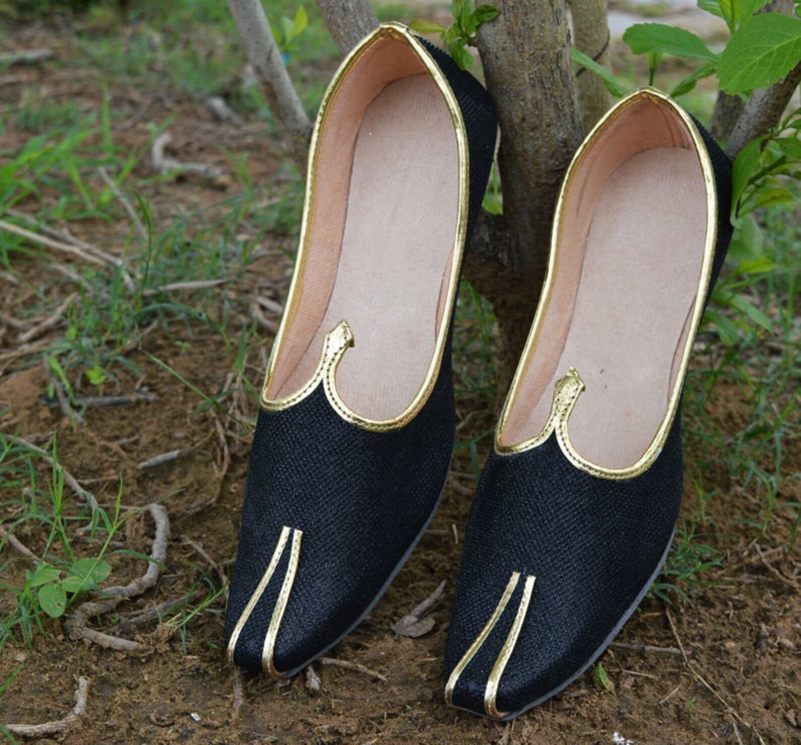 Indian Mens Black Khussa Shoes Handmade Jutti Punjabi Jutti Etsy