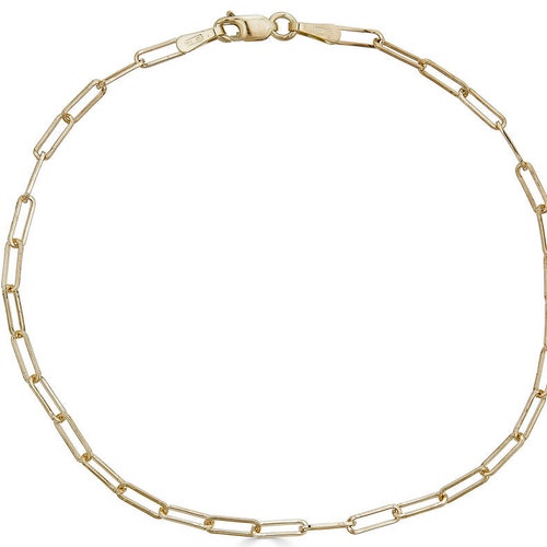 14k Gold Paperclip Chain Bracelet Gold Box Chain Bracelet Etsy