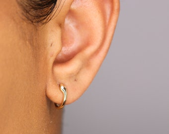 14k Diamond Snake Earrings, Tiny Diamond Huggie Hoop Earrings, Diamond Snake Huggie Earrings, 2nd Hole Earrings, black friday - (2-A3-A4)