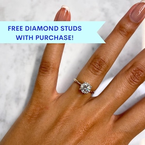 Round 1.80 ct F/VS2 Lab Grown Diamond Engagement Ring, Hidden Halo IGI Certified Lab Grown Engagement Ring, 14K 18K Platinum Engagement Ring